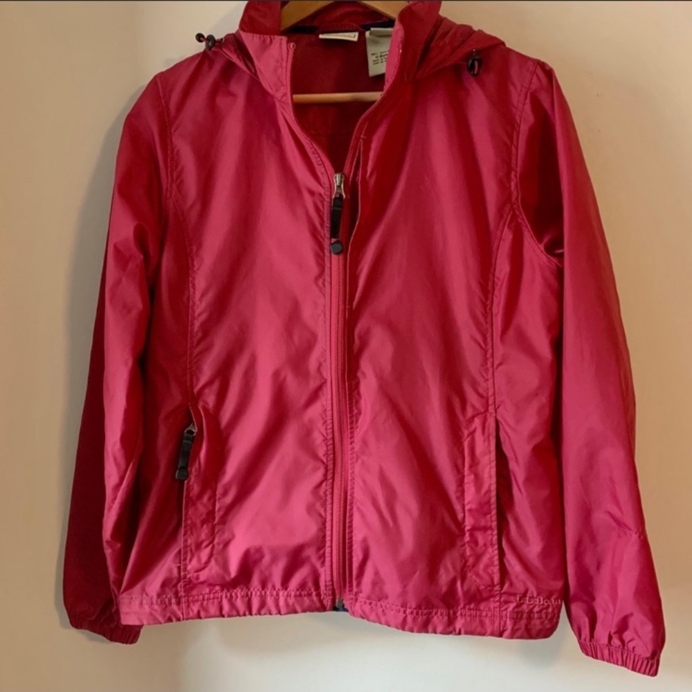 LL Bean Stowaway Zip Up Nylon Rain Jacket Small